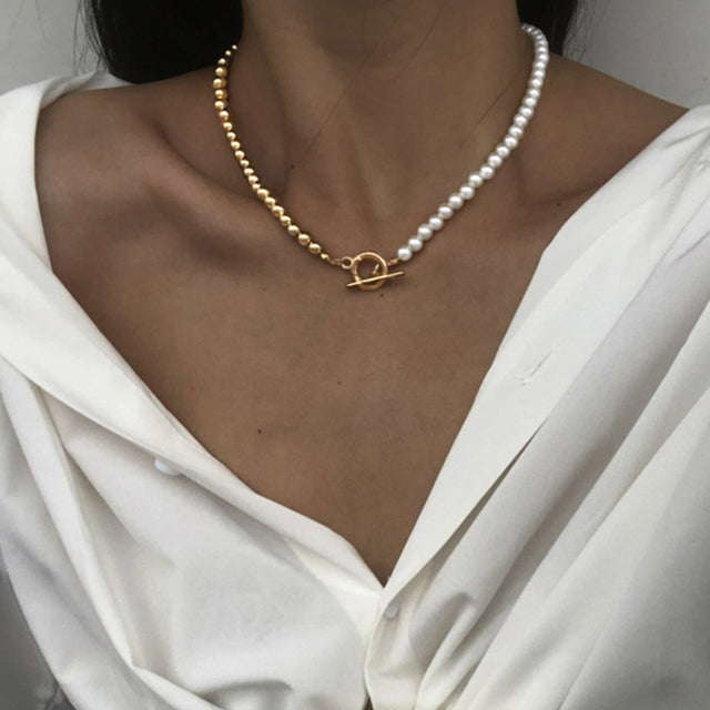 17KM Fashion Bead Pearl Choker Necklace For Women Elegant Simple Pearl Pendant Necklace Wedding Jewelry 2021