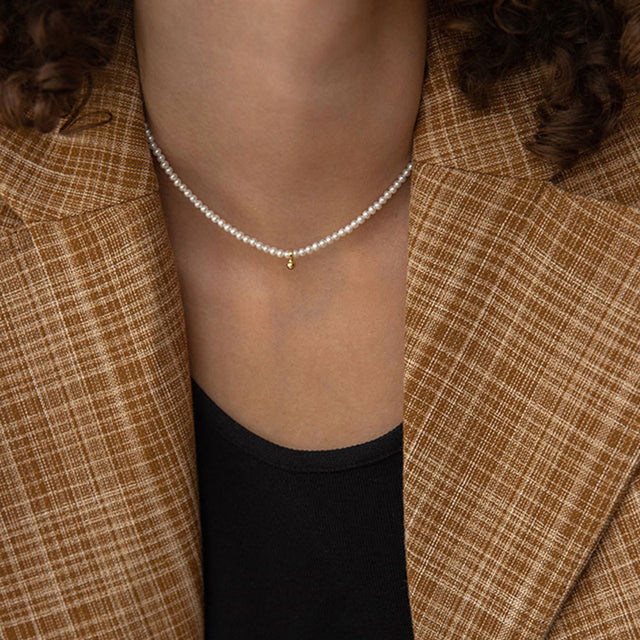 17KM Fashion Bead Pearl Choker Necklace For Women Elegant Simple Pearl Pendant Necklace Wedding Jewelry 2021