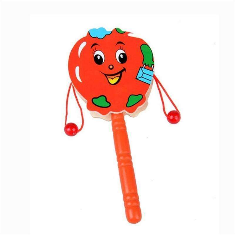 17cm Wooden Rattle Pellet Drum Cartoon Musical Instrument Toy for Child Kids Gift Rattle-Drums 0-12 Months baby toys 221