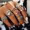 17KM 14pcs/Set Vintage Silver Color Moon And Sun Midi Ring Sets for Women Pattern Female Red Big Stone Knuckle Rings Gift--JadeMoghul Inc.