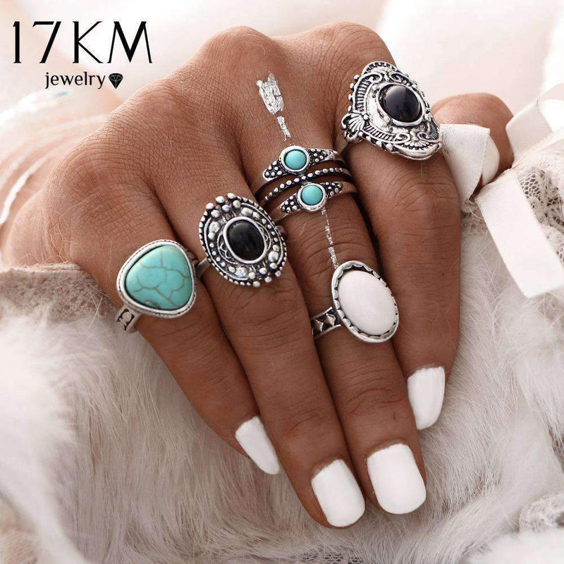 17KM 5 Pcs/Set Antique Silver Color Bohemian Midi Ring Set Vintage Steampunk Anillos Knuckle Rings For Women Boho Jewelry-RJCS060gold-JadeMoghul Inc.