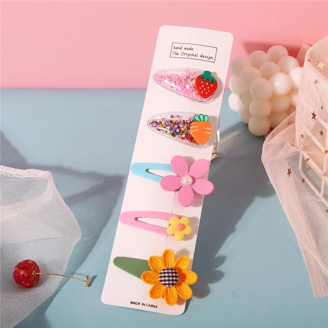 17KM Baby Girls Cartoon Hairpin For Women Children Rainbow Hair Clip Kids Flower Candy Fruit Barrette Hair Accessories AExp
