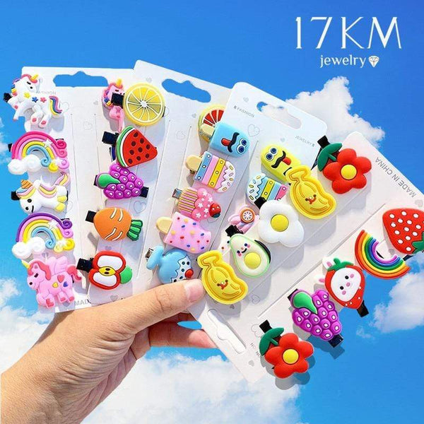 17KM Baby Girls Cartoon Hairpin For Women Children Rainbow Hair Clip Kids Flower Candy Fruit Barrette Hair Accessories AExp