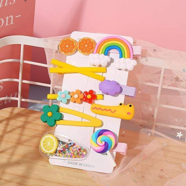 17KM Baby Girls Cartoon Hairpin For Women Children Rainbow Hair Clip Kids Flower Candy Fruit Barrette Hair Accessories AExp