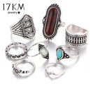 17KM Boho Jewelry Stone Midi Ring Sets for Women Anel Vintage Tibetan Turkish Silver Color Flower Knuckle Rings Gift 8pcs/Set-Silver1-JadeMoghul Inc.