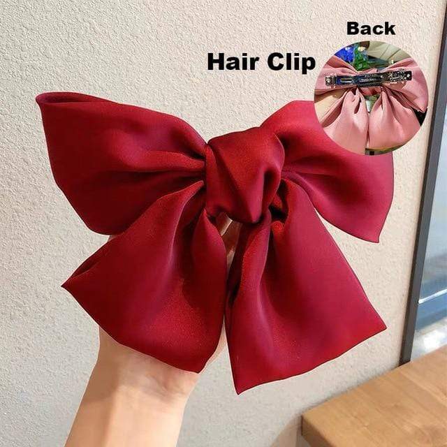 17KM Fashion Big Bow Hairpin Cute Red Barrette Pink Hair Clip Women Girls BB Hairgrip Korean Oversize Floral Hair Accessories AExp