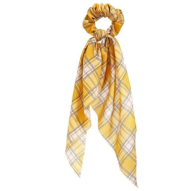 17KM Fashion Floral Print Scrunchies Solid Long Hair Ribbon For Women Ponytail Scarf Sweet Elastic Hair Band Hair Accessories AExp