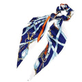 17KM Fashion Floral Print Scrunchies Solid Long Hair Ribbon For Women Ponytail Scarf Sweet Elastic Hair Band Hair Accessories AExp