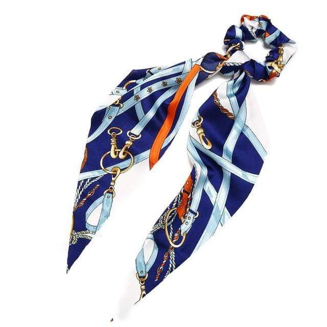 17KM Fashion Floral Print Scrunchies Solid Long Hair Ribbon For Women Ponytail Scarf Sweet Elastic Hair Band Hair Accessories AExp