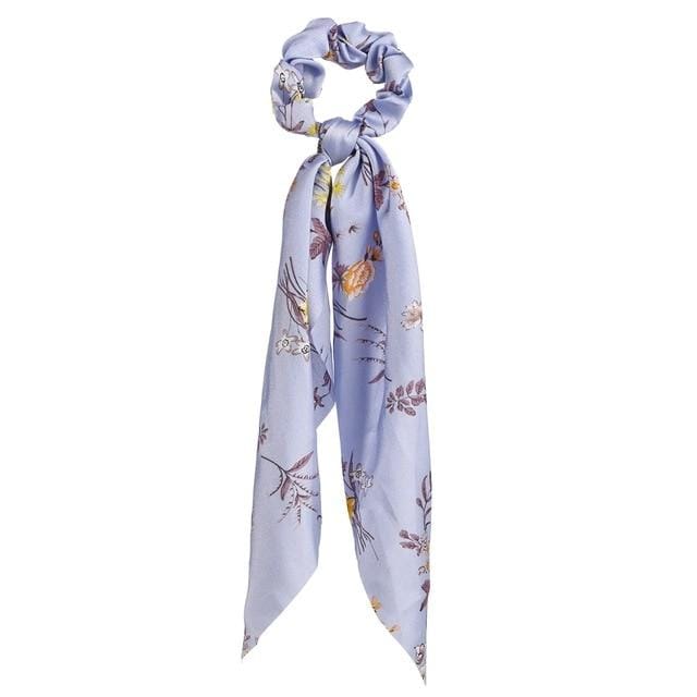 17KM Fashion Floral Print Scrunchies Solid Long Hair Ribbon For Women Ponytail Scarf Sweet Elastic Hair Band Hair Accessories AExp