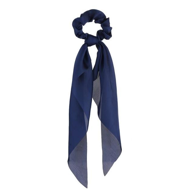 17KM Fashion Floral Print Scrunchies Solid Long Hair Ribbon For Women Ponytail Scarf Sweet Elastic Hair Band Hair Accessories AExp