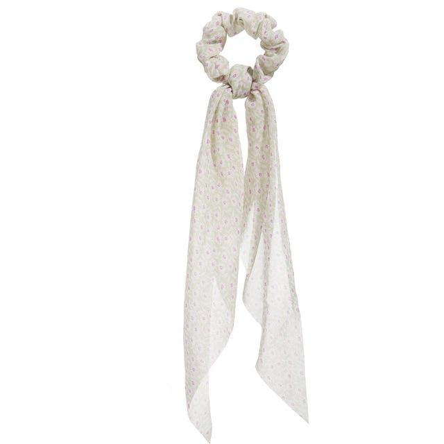 17KM Fashion Floral Print Scrunchies Solid Long Hair Ribbon For Women Ponytail Scarf Sweet Elastic Hair Band Hair Accessories AExp