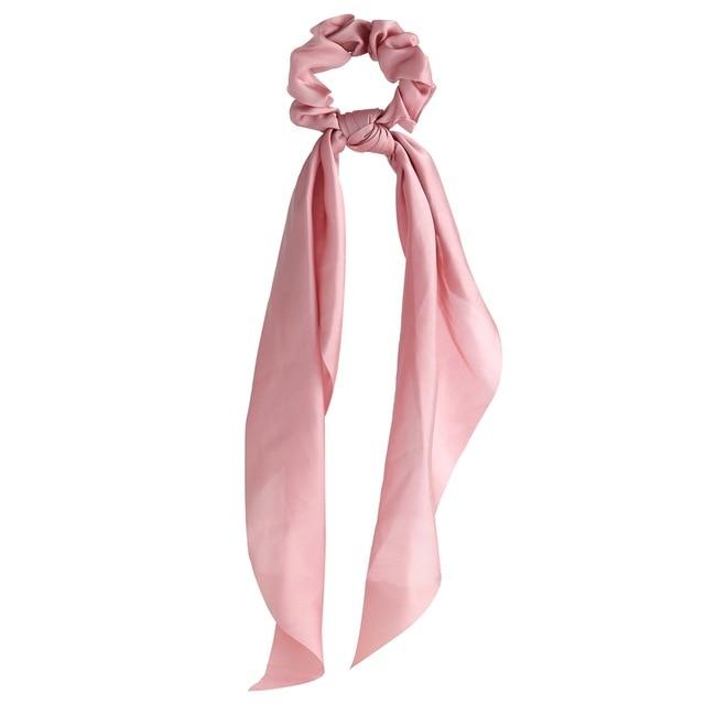 17KM Fashion Floral Print Scrunchies Solid Long Hair Ribbon For Women Ponytail Scarf Sweet Elastic Hair Band Hair Accessories AExp