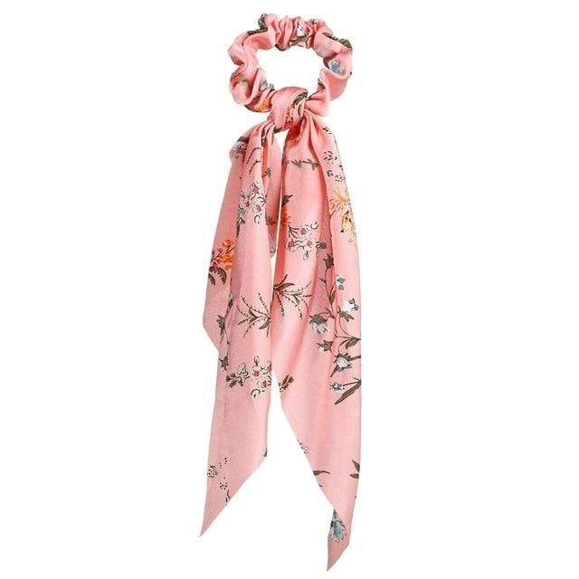 17KM Fashion Floral Print Scrunchies Solid Long Hair Ribbon For Women Ponytail Scarf Sweet Elastic Hair Band Hair Accessories AExp