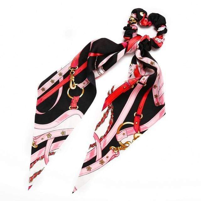 17KM Fashion Floral Print Scrunchies Solid Long Hair Ribbon For Women Ponytail Scarf Sweet Elastic Hair Band Hair Accessories AExp
