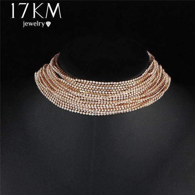 17KM Multiple layers Rhinestone Crystal Choker Necklace for Women New Bijoux Maxi Statement Necklaces Collier Fashion Jewelry-NJCS59151-JadeMoghul Inc.
