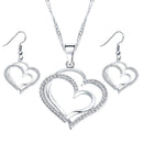 17KM Romantic Heart Pattern Crystal Earrings Necklace Set Silver Color Chain Jewelry Sets Wedding Jewelry Valentine's Gift-Silver42C11-JadeMoghul Inc.