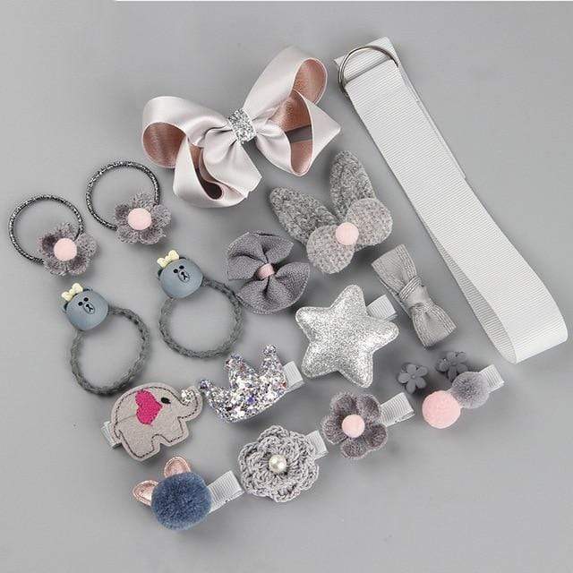 18/24 Pcs/Set Children Hair Clip Set Baby Head flower Fabric Bow Barrettes Hair clips Girl Elastic hair Headband Headdress Gift AExp