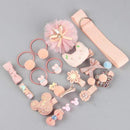 18/24 Pcs/Set Children Hair Clip Set Baby Head flower Fabric Bow Barrettes Hair clips Girl Elastic hair Headband Headdress Gift AExp