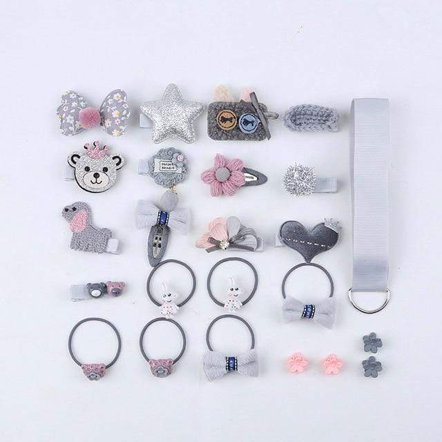 18/24 Pcs/Set Children Hair Clip Set Baby Head flower Fabric Bow Barrettes Hair clips Girl Elastic hair Headband Headdress Gift AExp