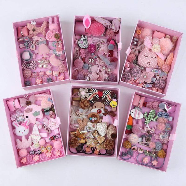 18/24 Pcs/Set Children Hair Clip Set Baby Head flower Fabric Bow Barrettes Hair clips Girl Elastic hair Headband Headdress Gift AExp