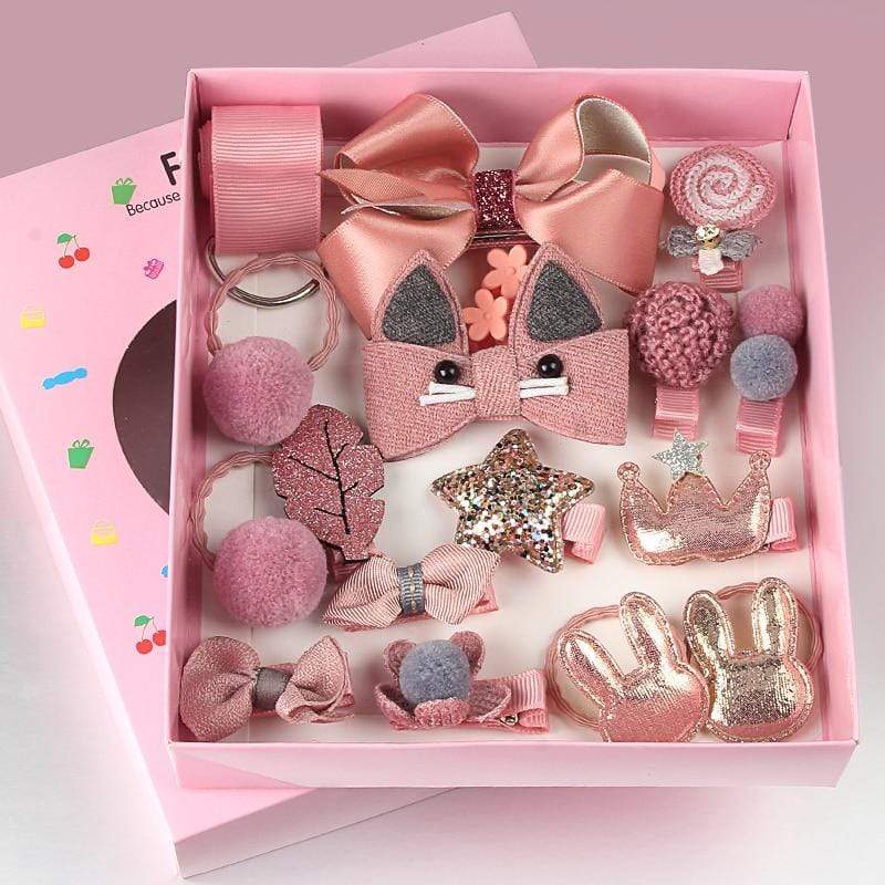 18 Pcs hair clip set Cute Hair Accessories Girl cartoon hair clip headwear Bow Flower animal Hairpin hair ring Elastic Headdress AExp