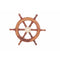 18" Teak Wood Ship Wheel with Brass Inset and Six Spokes, Brown and Gold-Nautical Decor-Brown and Gold-Teak Wood and Brass-JadeMoghul Inc.