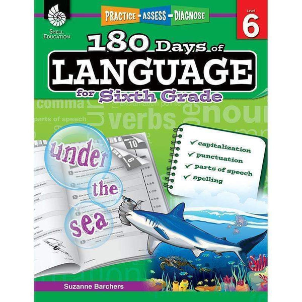 180 DAYS OF LANGUAGE GR 6-Learning Materials-JadeMoghul Inc.