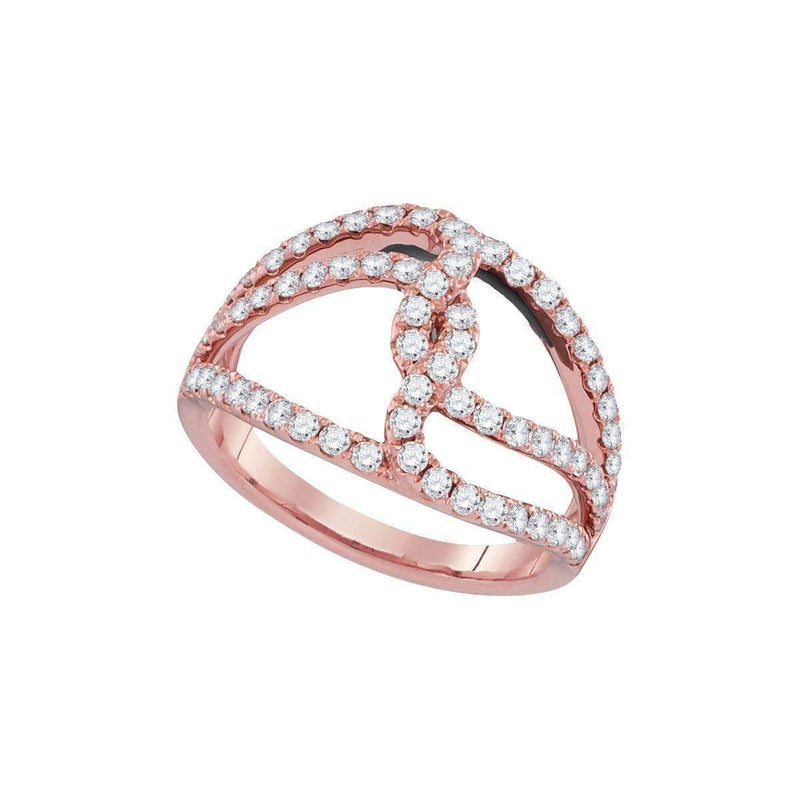 18kt Rose Gold Women's Round Diamond Open Woven Strand Band 3-4 Cttw - FREE Shipping (US/CAN)-Gold & Diamond Bands-JadeMoghul Inc.