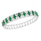 18kt White Gold Women's Emerald Diamond Bangle Bracelet 1-3/8 Cttw-Gold & Diamond Bracelets-JadeMoghul Inc.