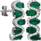 18kt White Gold Women's Oval Emerald Diamond Half Hoop Earrings 2-1/2 Cttw-Gold & Diamond Earrings-JadeMoghul Inc.