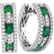 18kt White Gold Women's Oval Emerald Diamond Hoop Earrings 1-1/2 Cttw-Gold & Diamond Earrings-JadeMoghul Inc.