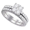 18kt White Gold Women's Round Diamond Bridal Wedding Engagement Ring Band Set 1-3/8 Cttw - FREE Shipping (US/CAN)-Gold & Diamond Wedding Ring Sets-6-JadeMoghul Inc.