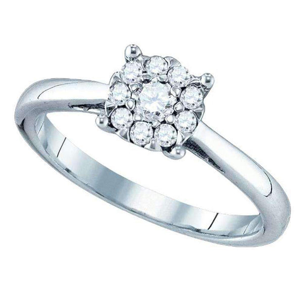 18kt White Gold Women's Round Diamond Cluster Bridal Wedding Engagement Ring 1/2 Cttw - FREE Shipping (US/CAN)-Wedding Jewelry-7.5-JadeMoghul Inc.