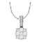 18kt White Gold Women's Round Diamond Cluster Pendant 1-2 Cttw - FREE Shipping (US/CAN)-Gold & Diamond Pendants & Necklaces-JadeMoghul Inc.