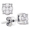 18kt White Gold Women's Round Diamond Cluster Stud Earrings 1-3-8 Cttw - FREE Shipping (USA/CAN)-Gold & Diamond Earrings-JadeMoghul Inc.