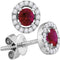 18kt White Gold Women's Round Ruby Square Frame Stud Earrings 7-8 Cttw - FREE Shipping (US/CAN)-Gold & Diamond Earrings-JadeMoghul Inc.