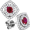 18kt White Gold Women's Round Ruby Square Frame Stud Earrings 7-8 Cttw - FREE Shipping (US/CAN)-Gold & Diamond Earrings-JadeMoghul Inc.