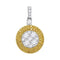 18kt White Gold Women's Round Yellow Diamond Circle Cluster Dangle Pendant 1-3-4 Cttw - FREE Shipping (US/CAN)-Gold & Diamond Pendants & Necklaces-JadeMoghul Inc.