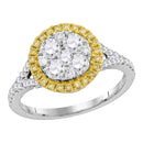 18kt White Gold Women's Round Yellow Diamond Cluster Bridal Wedding Engagement Ring 1-1-10 Cttw - FREE Shipping (USA/CAN)-Gold & Diamond Engagement & Anniversary Rings-JadeMoghul Inc.