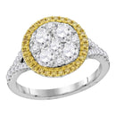 18kt White Gold Women's Round Yellow Diamond Cluster Bridal Wedding Engagement Ring 1-5-8 Cttw - FREE Shipping (USA/CAN)-Gold & Diamond Engagement & Anniversary Rings-JadeMoghul Inc.