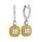 18kt White Gold Women's Round Yellow Diamond Square Cluster Dangle Earrings 7-8 Cttw - FREE Shipping (USA/CAN)-Gold & Diamond Earrings-JadeMoghul Inc.