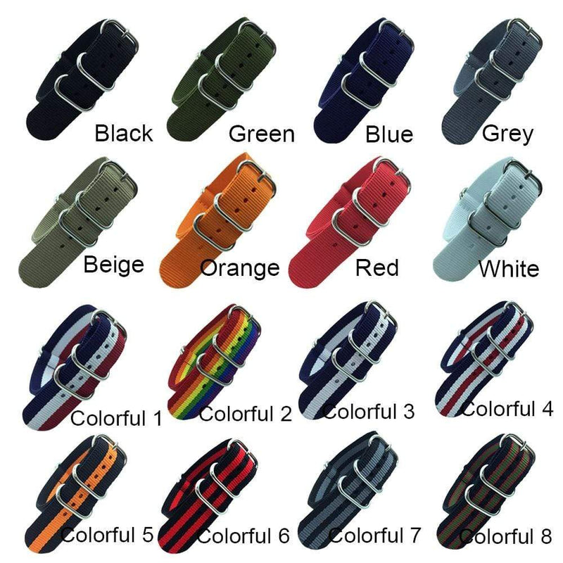 18mm 20mm 22mm 24mm Army Sports Nato Strap Fabric Nylon Watchband Buckle Belt for 007 James Bond Watch Bands Colorful Rainbow JadeMoghul Inc. 