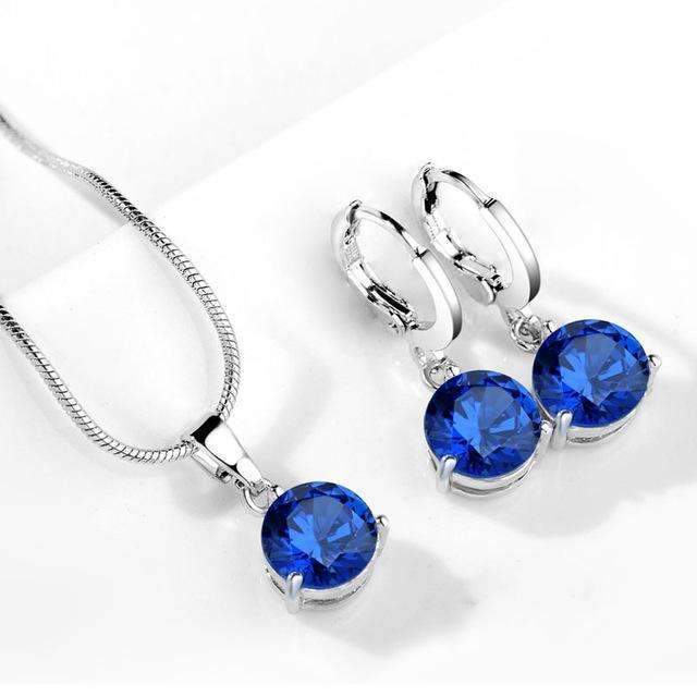 19 Colors Promotion New Silver Color Necklace Stud Earring Jewelry Set for Brides Bridal Bridesmaid Wedding Jewelry Sets JS0003-3-JadeMoghul Inc.