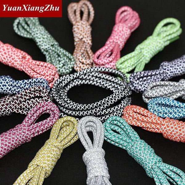 1Pair 100/120/140/160cm Fluorescent Sneaker Shoestrings Sport Shoelaces 3M Reflective Round Rope Shoes Lace Light Shoelaces AExp