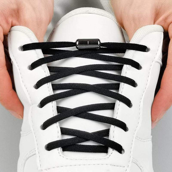 1Pair Metal Lock Shoelaces Round Elastic Shoe Laces Special No Tie Shoelace for Men Women Lacing Rubber Zapatillas 23 Colors AExp