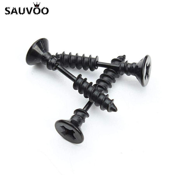 1Pair Punk Fashion Gold Black Color Stainless Nail Screw Stud Earring for Women & Men Helix Ear Piercings Fashion Jewelry F3903-black nail earring-JadeMoghul Inc.