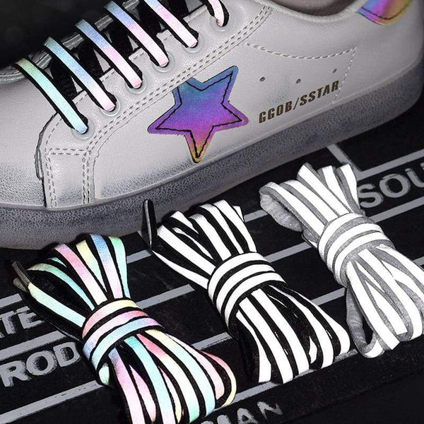 1Pair Reflective Shoelaces Laser sequin Shoelace Weave Braided bracelet Sneakers Running Shoes lace Adult children shoe strings AExp