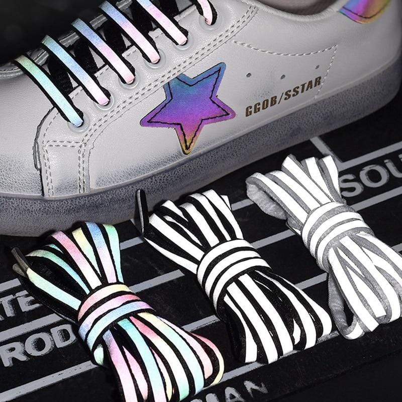 1Pair Reflective Shoelaces Laser sequin Shoelace Weave Braided bracelet Sneakers Running Shoes lace Adult children shoe strings AExp