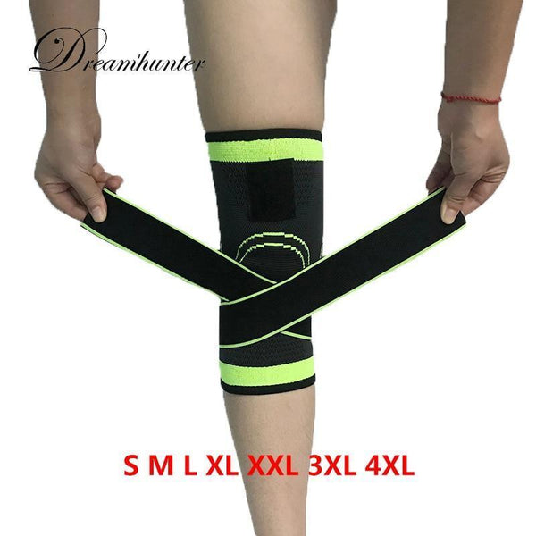 1PC 3D weaving basketball tennis hiking cycling knee brace support professional protective Straps Pressurized sport knee pad 4XL-Green-L-JadeMoghul Inc.
